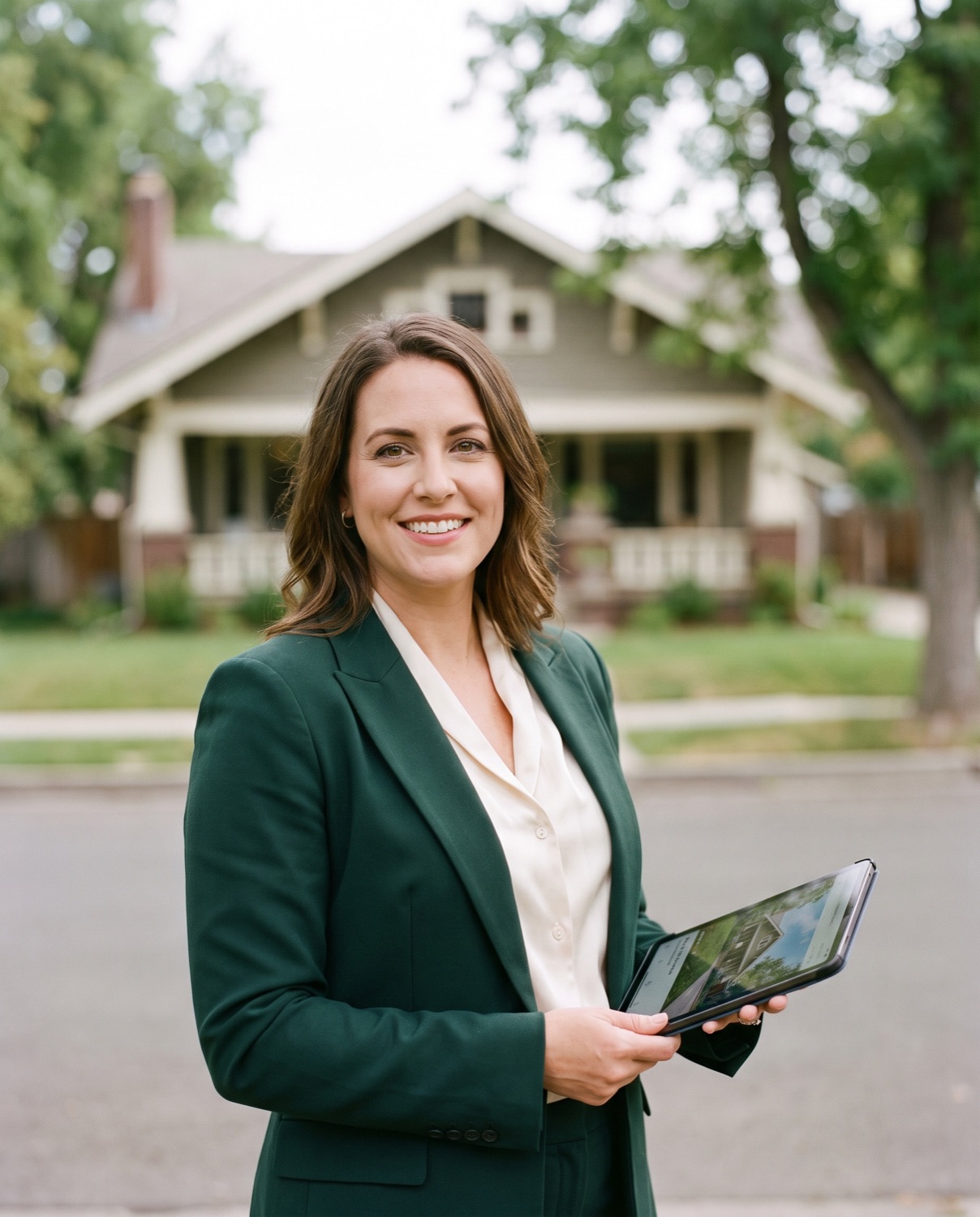 Acemo pricing specialist reviewing comps outside a home